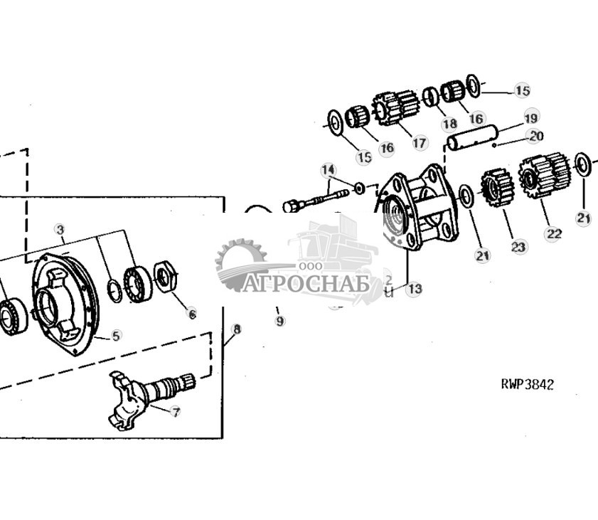 Planet Pinion Carrier And Clutch Output U-Joint Yoke 